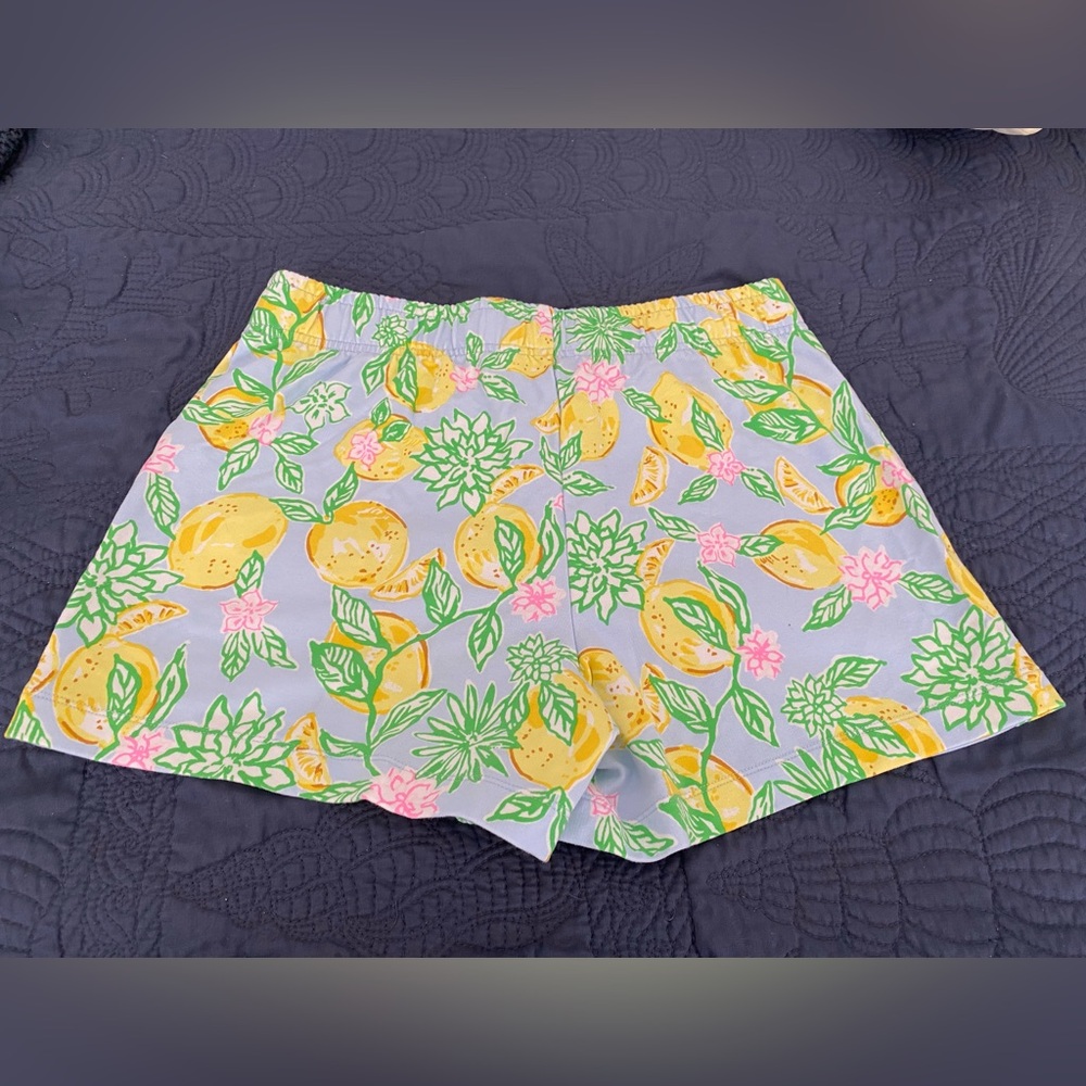 Lilly Pulitzer Loxley  Women's Stretch drawstring Shorts Make Lemonade blue XS - Picture 4 of 7